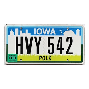 2020 Iowa License Plate #HVY542