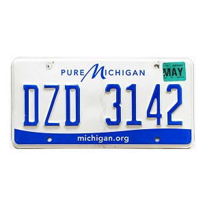 2020 Michigan License Plate #DZD3142