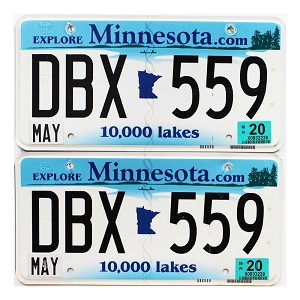 2020 Minnesota License Plates Pair #DBX559