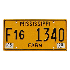 2020 Mississippi Farm License Plate #F161340