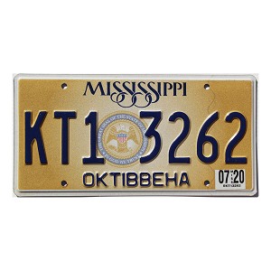 2020 Mississippi License Plate #KT13262