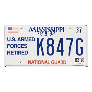 2020 Mississippi National Guard License Plate #K847G
