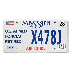 2020 Mississippi Veteran License Plate #X478J