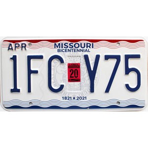 2020 Missouri License Plate #1FCY75