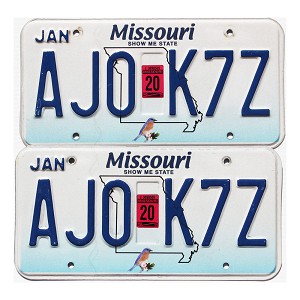 2020 Missouri License Plates Pair #AJ0K7Z