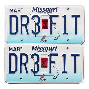 2020 Missouri License Plates Pair #DR3F1T