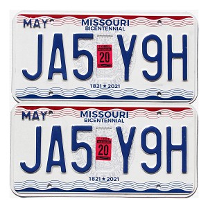 2020 Missouri License Plates Pair #JA5Y9H