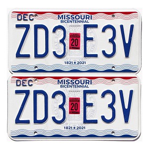 2020 Missouri License Plates Pair #ZD3E3V