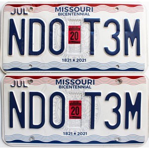 2020 Missouri License Plates Pair #ND0T3M