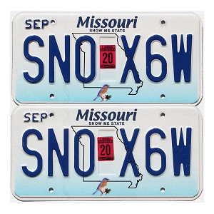 2020 Missouri License Plates Pair #SN0X6W