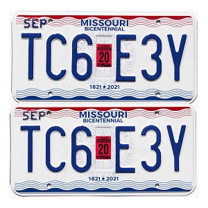 2020 Missouri License Plates Pair #TC6E3Y