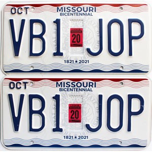 2020 Missouri License Plates Pair #VB1J0P