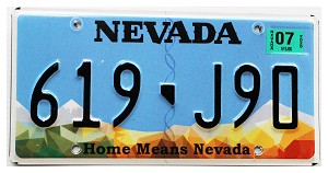 2020 Nevada License Plate #619J90
