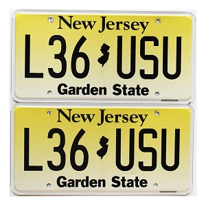 2020 New Jersey License Plates Pair #L36USU
