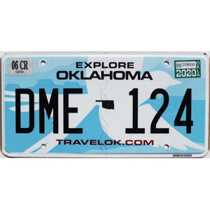 2020 Oklahoma License Plate #DME124