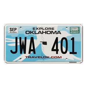 2020 Oklahoma License Plate #JWA401