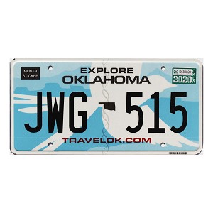 2020 Oklahoma License Plate #JWG515