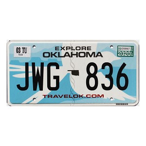 2020 Oklahoma License Plate #JWG836