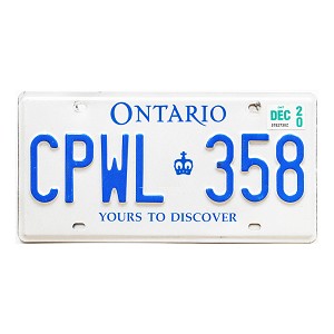 2020 Ontario License Plate #CPWL358