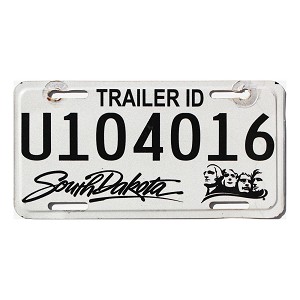 2020 South Dakota Trailer License Plate #U104016