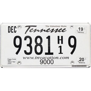 2020 Tennessee Truck License Plate #93819