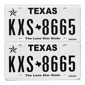 2020 Texas License Plates Pair #KXS8665