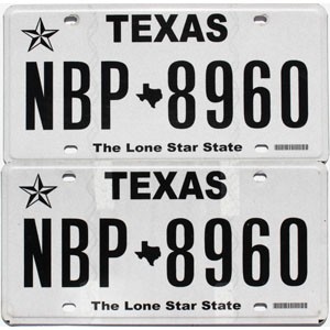 2020 Texas License Plates Pair #NBP8960
