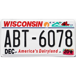 2020 Wisconsin License Plate #ABT6078