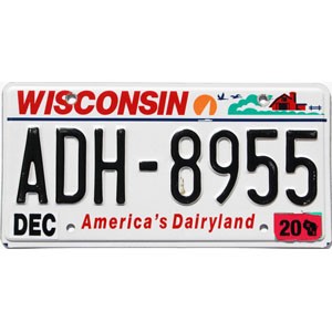 2020 Wisconsin License Plate #ADH8955