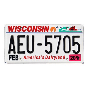 2020 Wisconsin License Plate #AEU5705