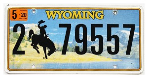 2020 Wyoming License Plate #279557