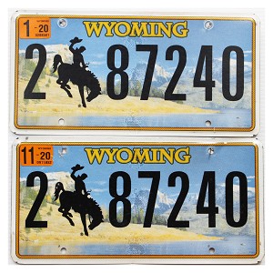 2020 Wyoming License Plates Pair #287240