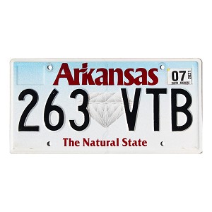 2021 Arkansas License Plate #263VTB