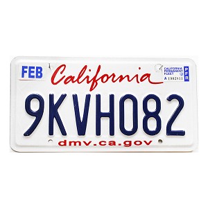 2021 California Fleet License Plate #9KVH082