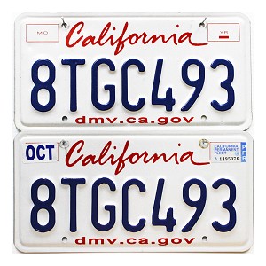 2021 California Fleet License Plates Pair #8TGC493