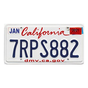 2021 California License Plate #7RPS882