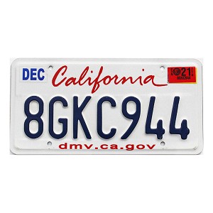 2021 California License Plate #8GKC944