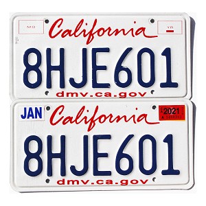 2021 California License Plates Pair #8HJE601