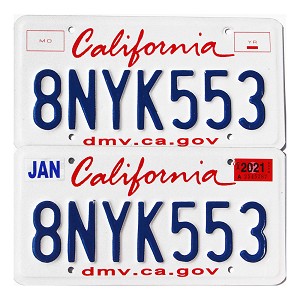 2021 California License Plates Pair #8NYK553