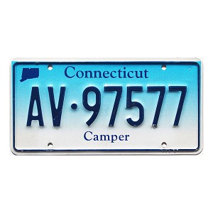 2021 Connecticut Camper License Plate #AV97577