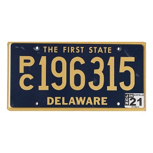 2021 Delaware PC License Plate #196315