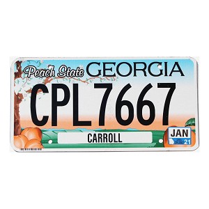 2021 Georgia License Plate #CPL7667