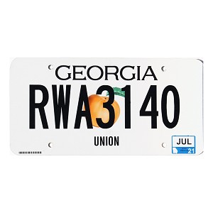 2021 Georgia License Plate #RWA3140
