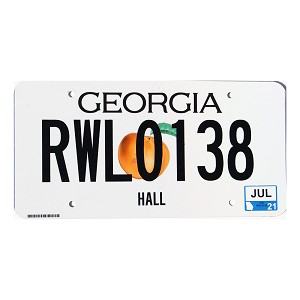 2021 Georgia License Plate #RWL0138