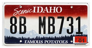 2021 Idaho License Plate #8BMB731