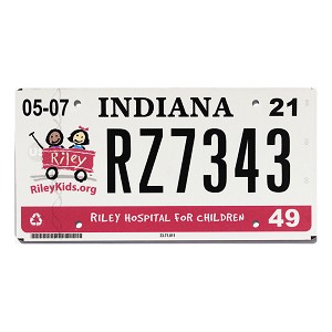 2021 Indiana Riley Hospital License Plate #RZ7343