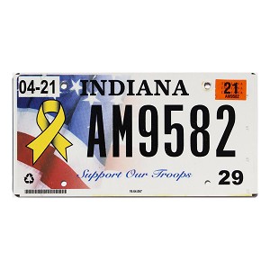 2021 Indiana Support Our Troops License Plate #AM9582