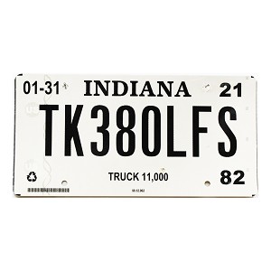 2021 Indiana Truck License Plate #380LFS