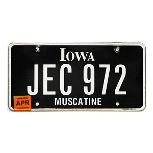 2021 Iowa Black License Plate #JEC972