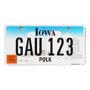 2021 Iowa License Plate #GAU123